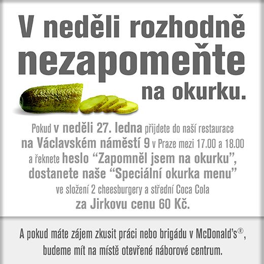 Mcdonalds - Jirkovo Okurka Menu